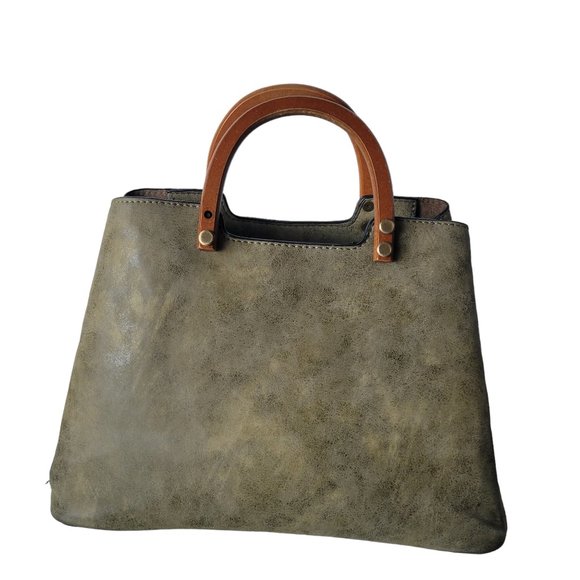 Joy Susan Bags Joy Susan Small Top Handle Purse Green Handbag Wood